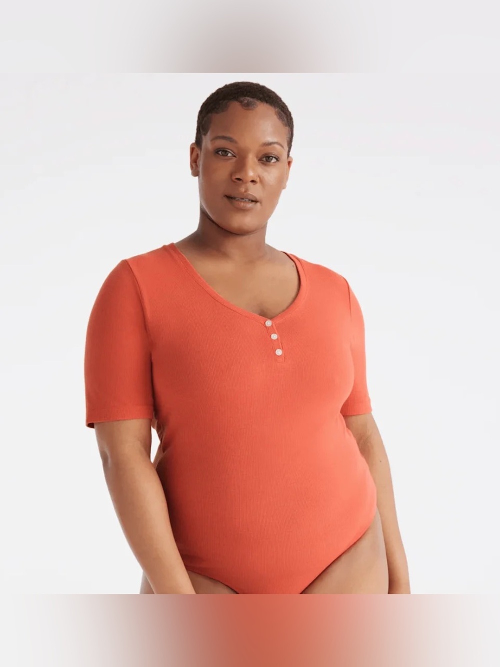 Knix Modal Ribbed T-shirt Bodysuit in Sunset Size Medium